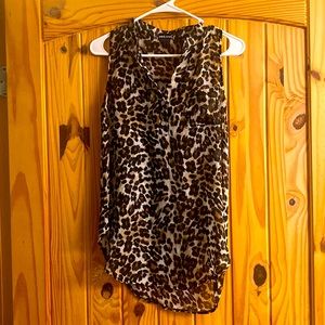 Wet seal see through leopard print button up blouse